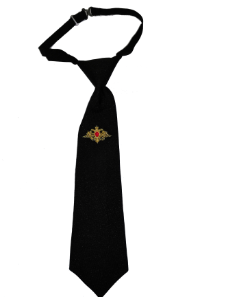 Галстук-регат с вышивкой Орел РА, укороченный, черный
