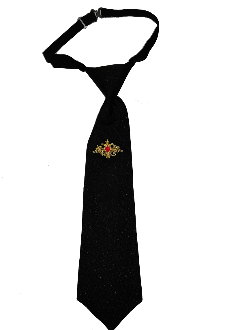 Галстук-регат с вышивкой Орел РА, укороченный, черный (1-11-010)