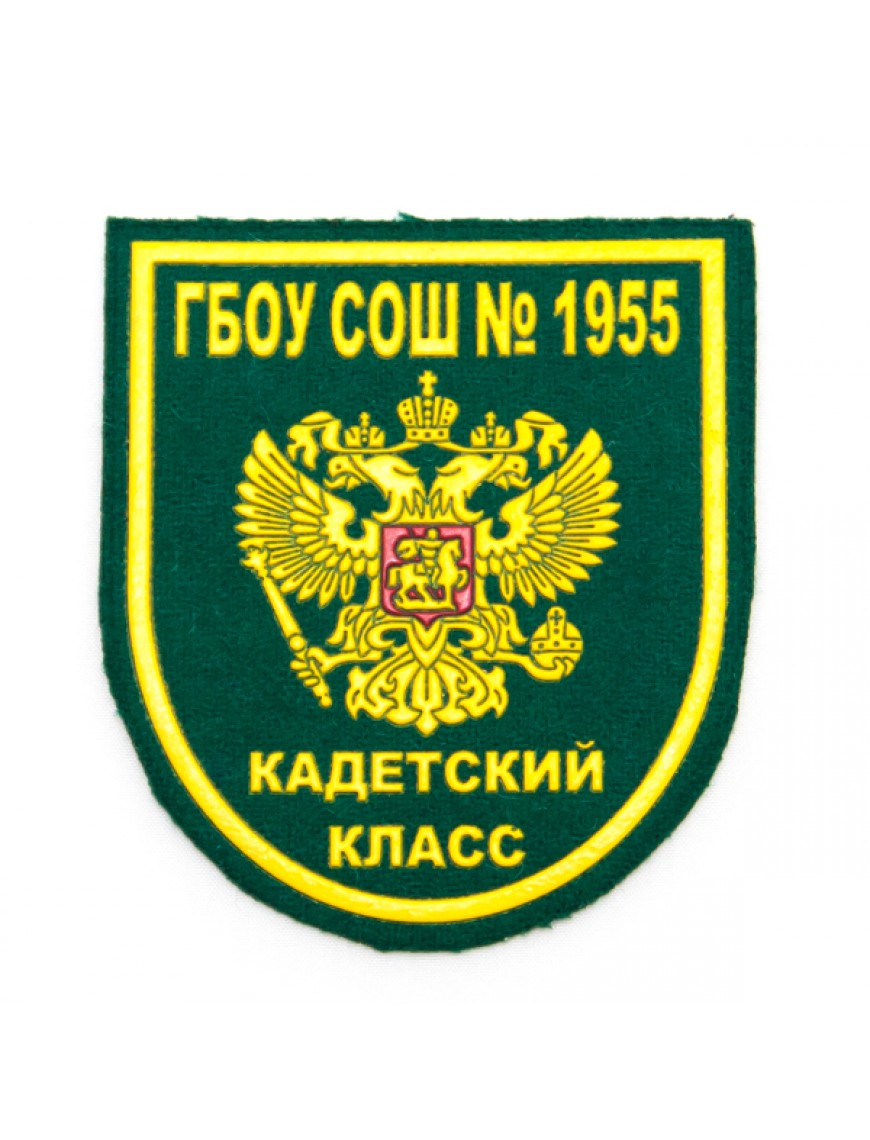 Нарукавный знак фирменный заказной ( ГБОУ г. Москвы № 1955), пластизоль (7-2-024)