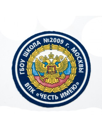 Нарукавный знак фирменный заказной ( ГБОУ г. Москвы № 2009), пластизоль (7-2-015)