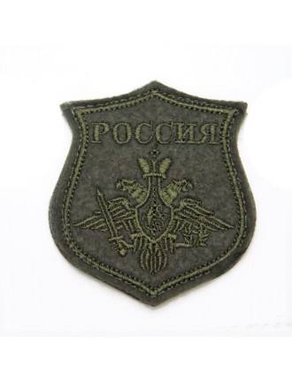 Нарукавный знак "Герб Россия", вышивка, на липучке, оливковый (7-2-012)
