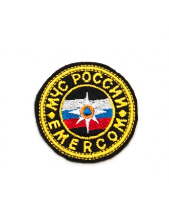 Нарукавный знак МЧС России, EMERCOM, круглый, большой, вышивка (7-2-043)