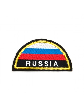 Нарукавный знак МЧС RUSSIA полукруг, триколор, вышивка (7-2-029)