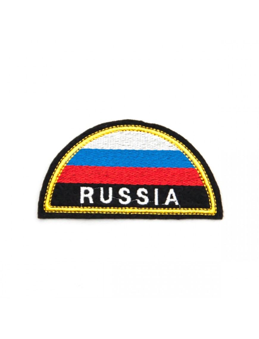 Нарукавный знак МЧС RUSSIA полукруг, триколор, вышивка (7-2-029)